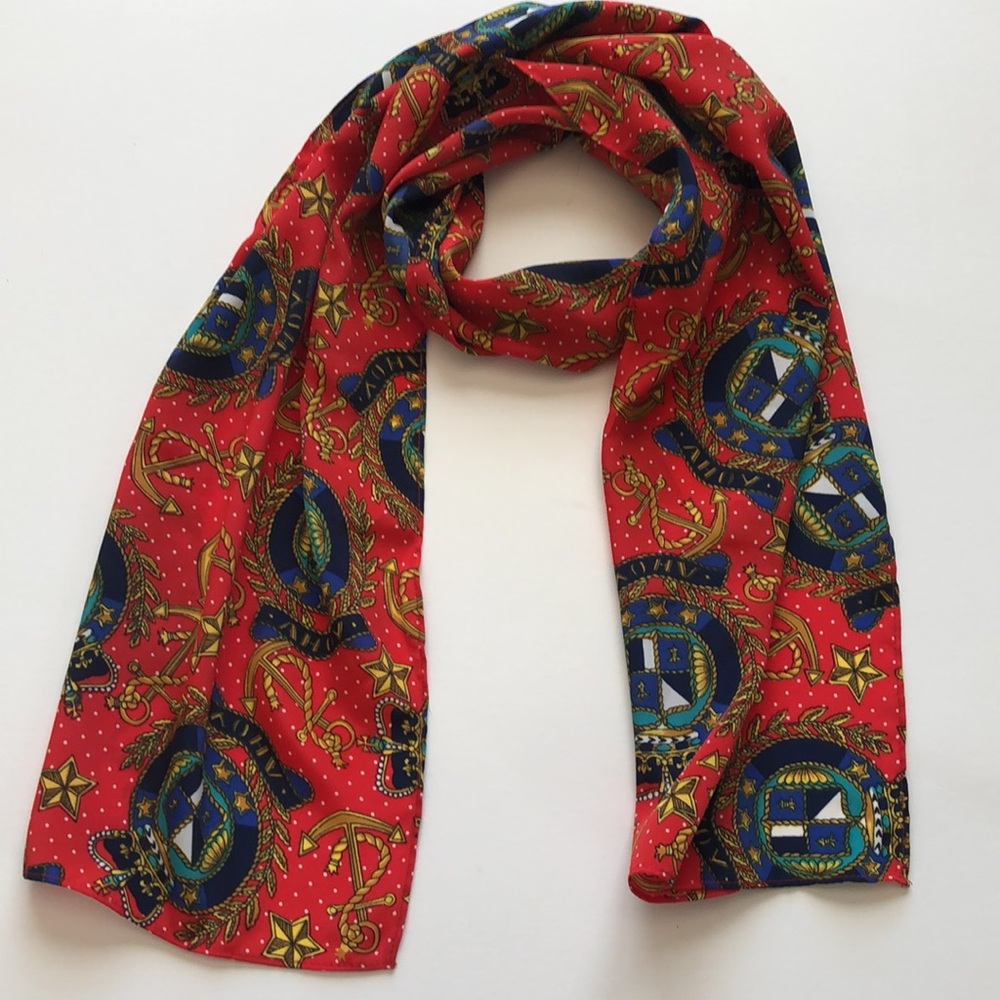 AHOY! SCARF 
NAUTICAL ANCHOR FASHION SCARF
EUC